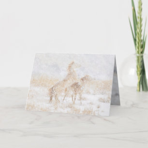 Snow Day for the Mustangs Horse Greeting Card