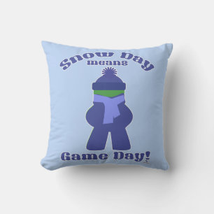 Snow Day Gamer Winter Cold Meeple Fun Joy Throw Pillow