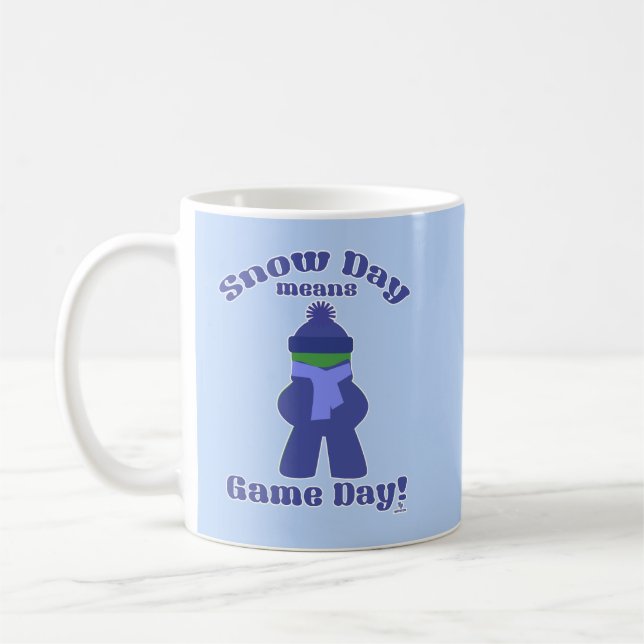 Snow Day Gamer Winter Cold Meeple Fun Time Coffee Mug (Left)