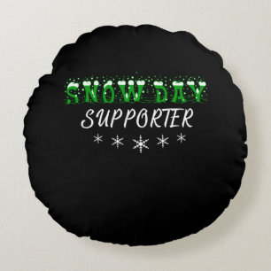 Snow Day Supporter Merry Christmas Round Pillow