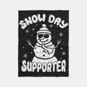 Snow Day Supporter Teacher Student Snowman Winter  Fleece Blanket