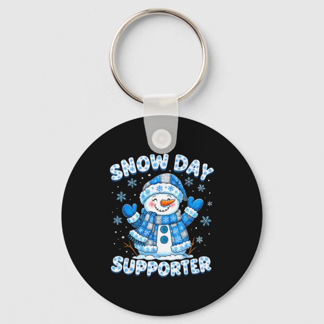 Snow Day Suprter Cute Snowman Snowflake Christmas  Keychain (Front)