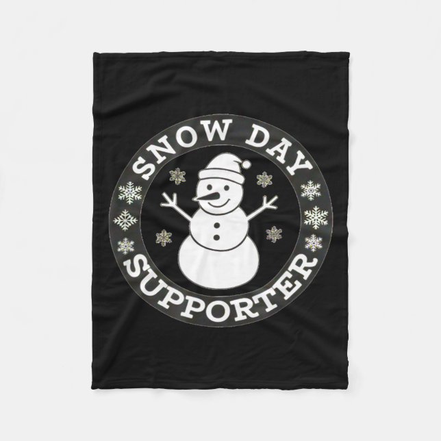 Snow Day Suprter Fun Winter Snowflake Teacher Stud Fleece Blanket (Front)