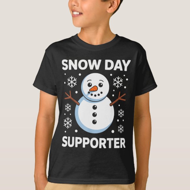 Snow Day Suprter Snow Snowflake Snowman Winter Tea T-Shirt (Front)