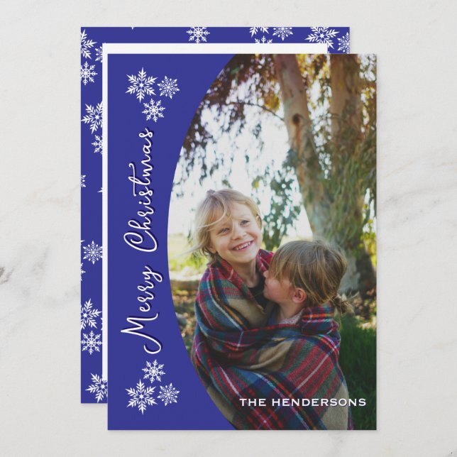 Snow Dayz Custom Photo Christmas Card | Blue (Front/Back)