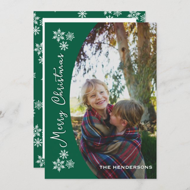 Snow Dayz Custom Photo Christmas Card | Green (Front/Back)