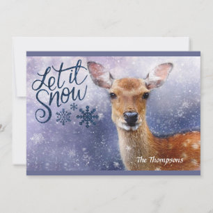 Snow Deer - Happy Christmas  - Christmas Greeting Holiday Card