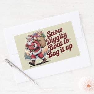 Snow Diggity Bout to Bag It Up 90s Christmas Retro Sticker