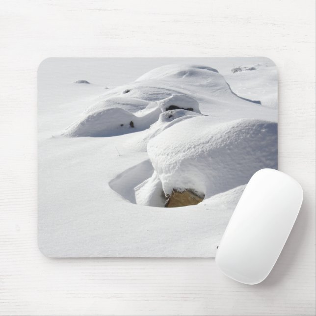 Snow Drifts Over Rocks Winter Photo Mouse Pad (With Mouse)