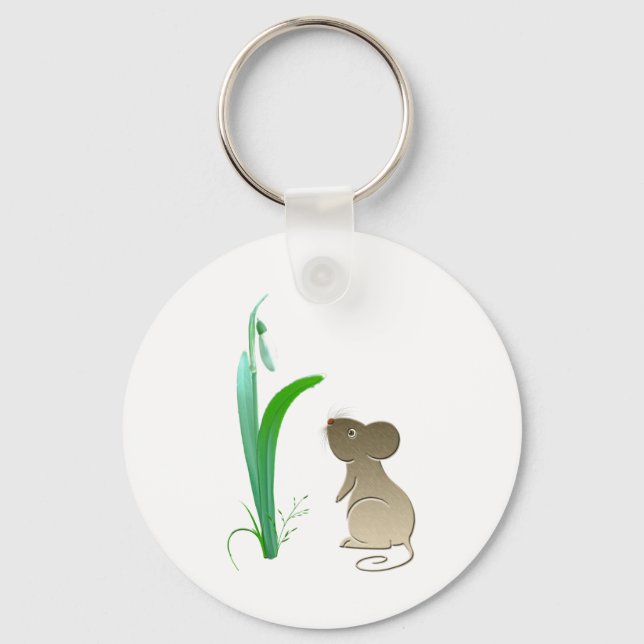 Snow drop flower and Cute Mouse Keychain (Front)