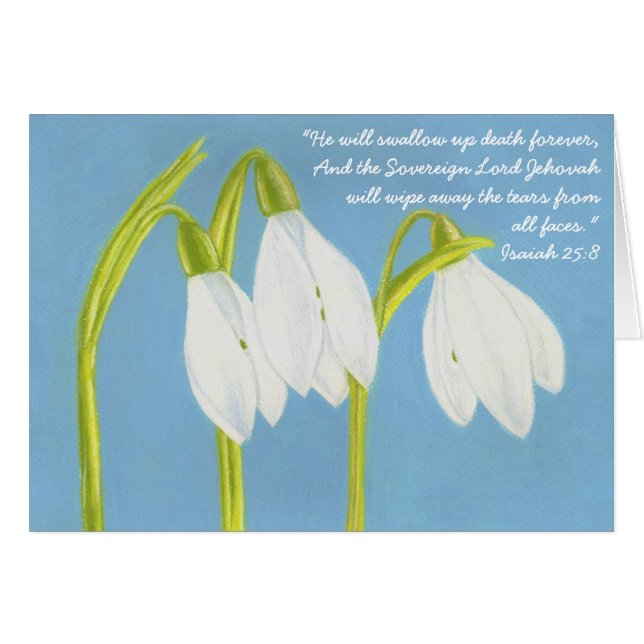 Snow Drops Sympathy Card JW (Front Horizontal)
