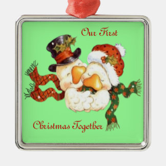 Snow Duck Couple's First Christmas Ornament