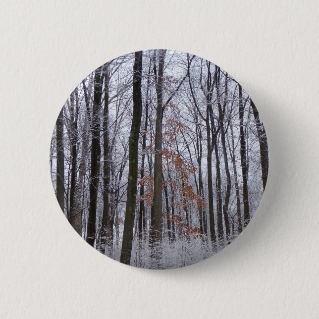 Snow Dusted Forest Winter Landscape Photography 2 Inch Round Button (Front)
