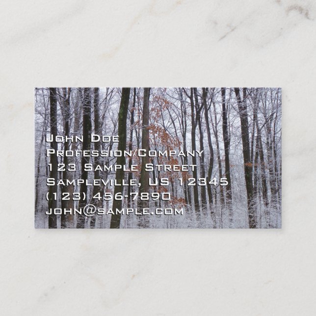 Snow Dusted Forest Winter Landscape Photography Business Card (Front)