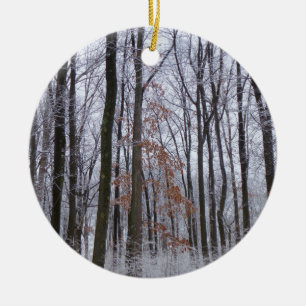 Snow Dusted Forest Winter Landscape Photography Ceramic Ornament