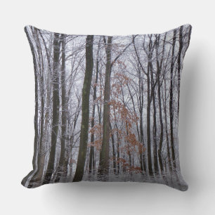 Snow Dusted Forest Winter Landscape Photography Throw Pillow