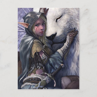 Snow+Elf+Girl+with+Lion Postcard