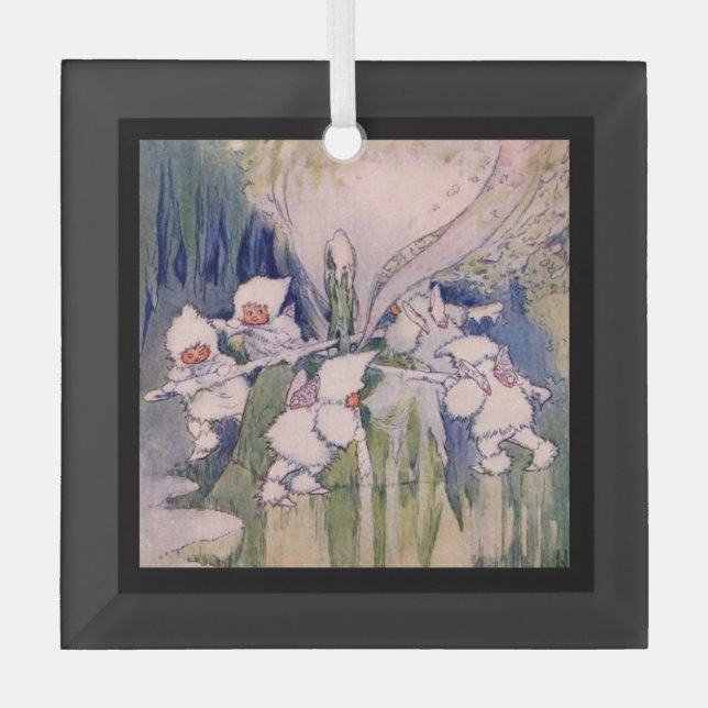 Snow Faeries Making Snow Glass Ornament (Front)