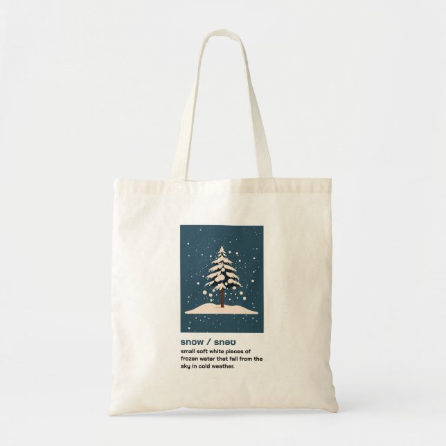 Snow Fall and Pine Tree Tote Bag (Front)