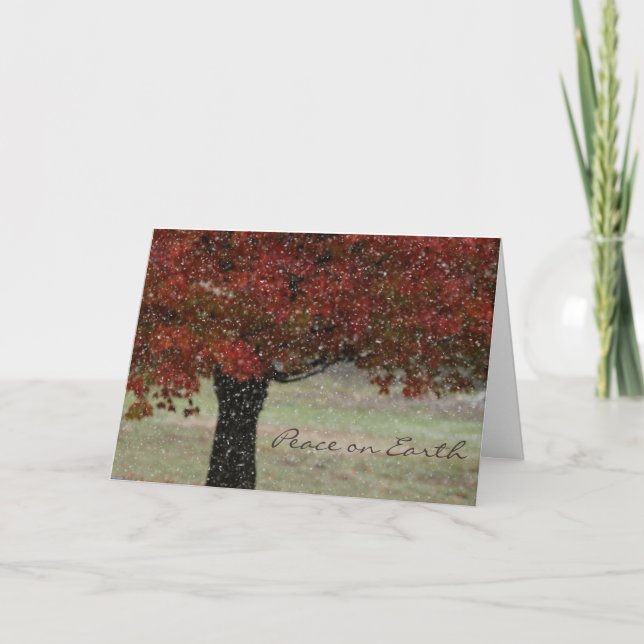 Snow Falling in Fall Holiday Card (Front)