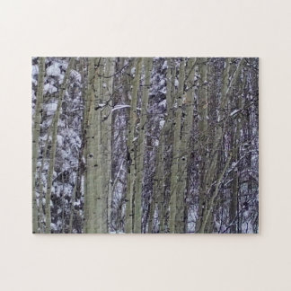 Snow Falling on Aspen Jigsaw Puzzle