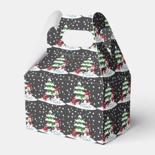 Snow Falling on Cardinal, Snowman and Pine Tree Favor Box