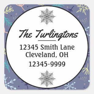 Snow Falling Snowflakes Pine Boughs Blowing Square Sticker