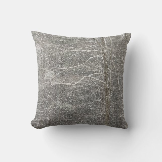 Snow Falling Throw Pillow (Front)