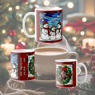 Snow Family Faux Stained Glass Coffee Mug