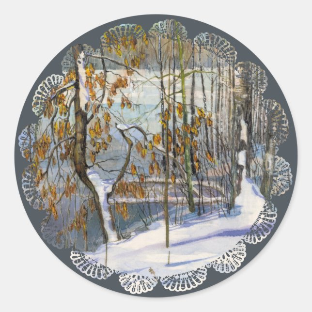 Snow fell classic round sticker (Front)