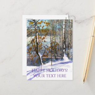 Snow fell Watercolor  Holiday Postcard