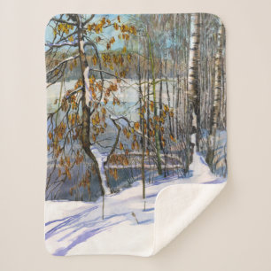 Snow fell Watercolor painting Sherpa Blanket