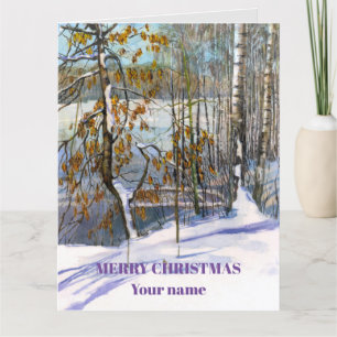 Snow fell Watercolor painting  Thank You Card