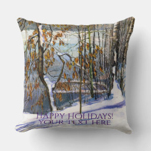 Snow fell Watercolor Throw Pillow