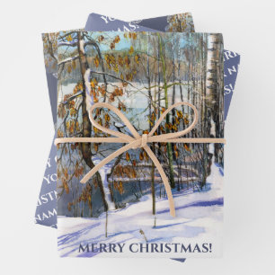 Snow fell Watercolor Wrapping Paper Sheet