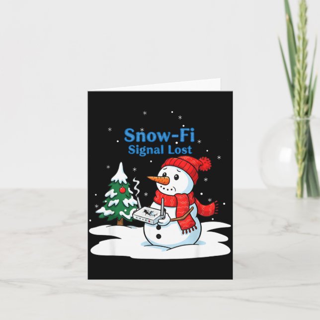 Snow-fi Signal Lost Funny Christmas Snowman Wifi  Card (Front)