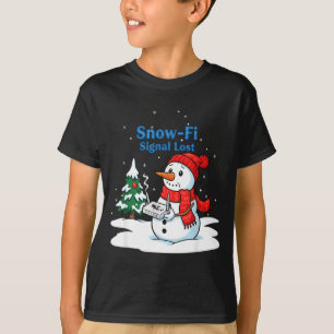Snow-fi Signal Lost Funny Christmas Snowman Wifi  T-Shirt