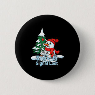 Snow-fi Signal Lost Funny Snowman Christmas Art  2 Inch Round Button