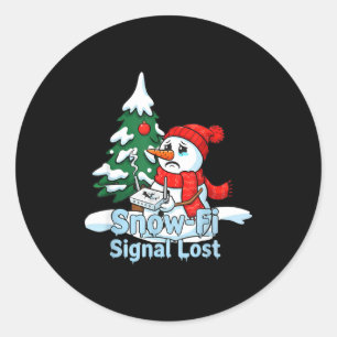 Snow-fi Signal Lost Funny Snowman Christmas Art  Classic Round Sticker
