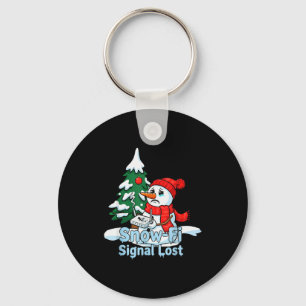 Snow-fi Signal Lost Funny Snowman Christmas Art Keychain