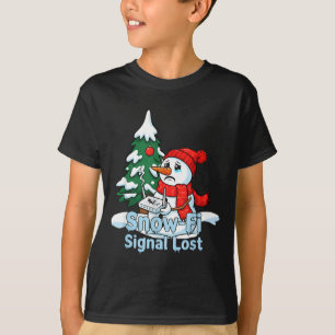Snow-fi Signal Lost Funny Snowman Christmas Art  T-Shirt