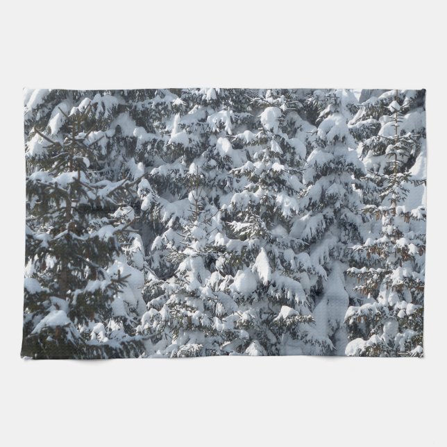 Snow Fir Tree Texture Kitchen Towel (Horizontal)