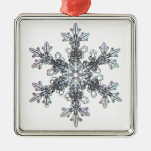 Snow flake, crystal metal ornament