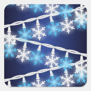 Snow Flake Lights Square Sticker