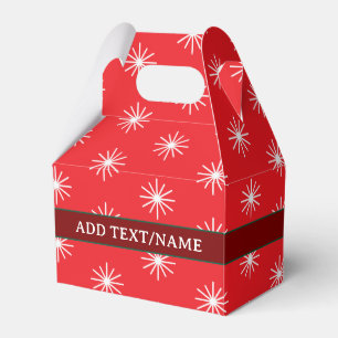 Snow Flake Pattern In Red Green White Favor Box