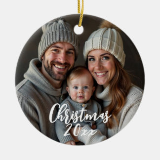 snow flake winter photo ceramic ornament