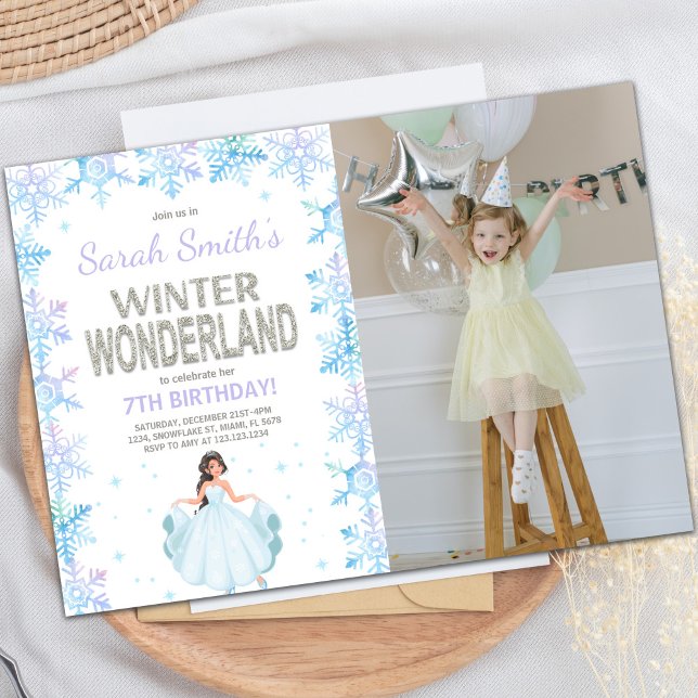 Snow flake Winter Wonderland Invitation with photo (Snow flake Winter Wonderland Invitation with photo)