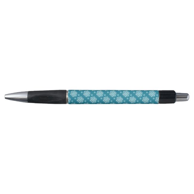 Snow Flakes Aqua White Pen (Front)