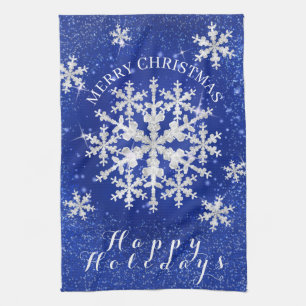 Snow Flakes Blue White Kitchen Towel