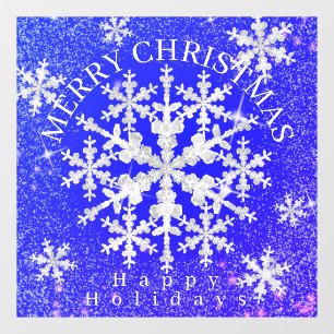 Snow Flakes Blue White Window Cling